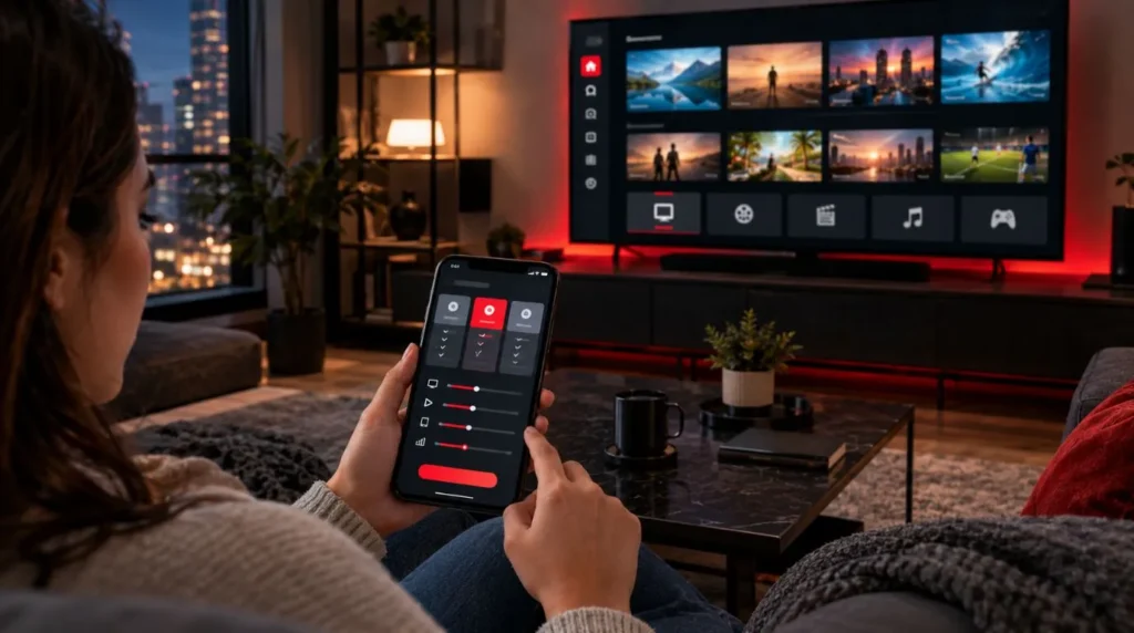 US viewer comparing affordable IPTV subscription options on a smartphone
