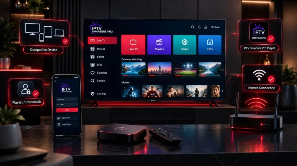 Devices and IPTV credentials needed to use IPTV Smarters Pro