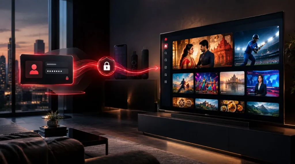 Watching Indian IPTV programming on a smart TV after connecting an IPTV service