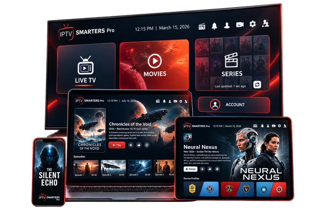 ViviMate IPTV channel list interface on a smart TV