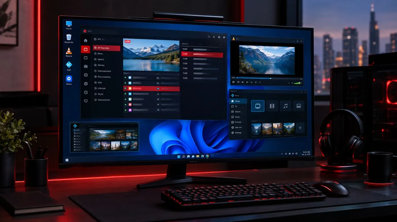 Best IPTV player for Windows displayed on a modern desktop PC